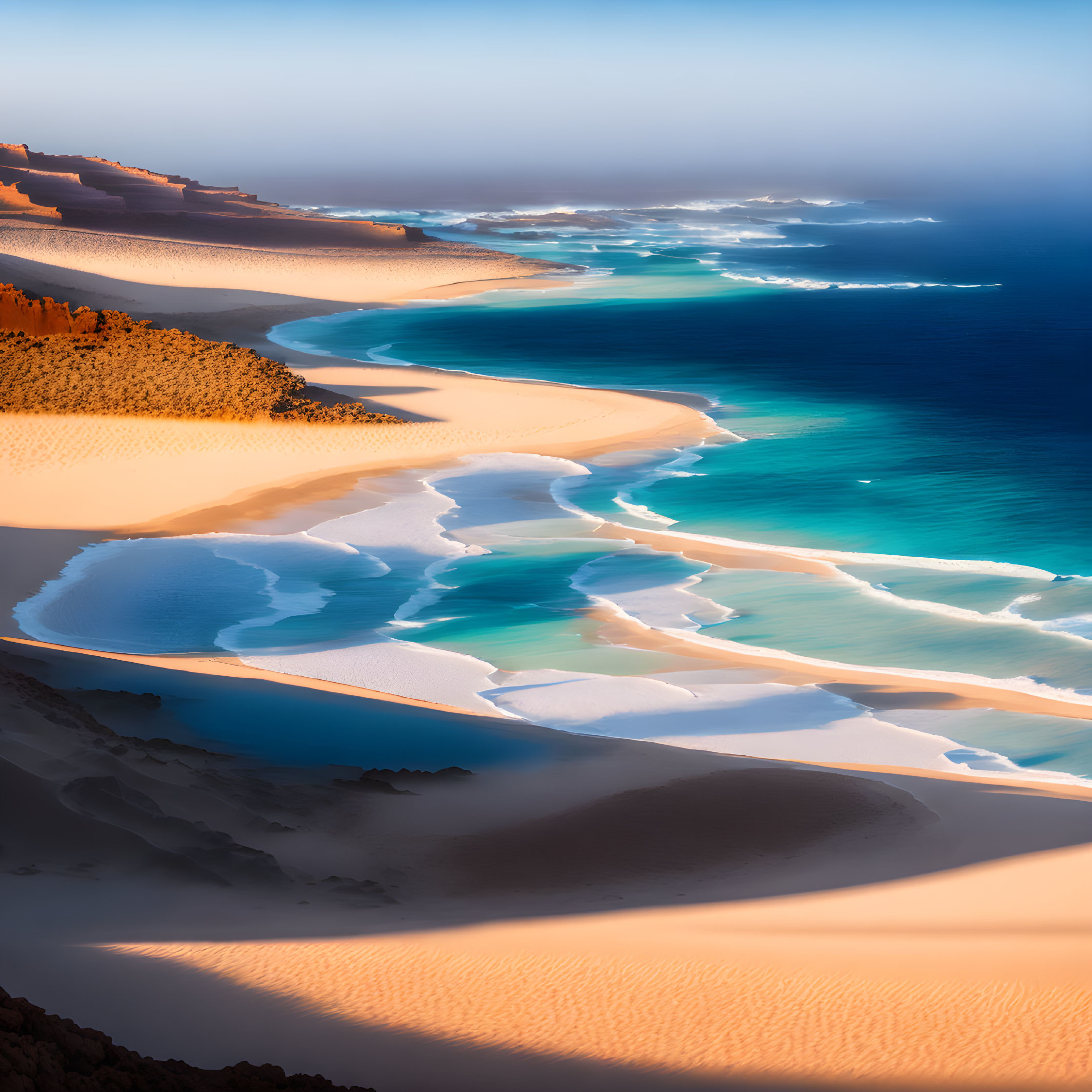 Scenic Coastal Landscape with Sand Dunes and Turquoise Sea