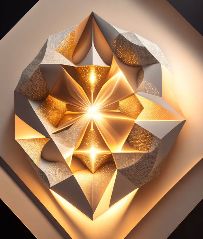 3D geometric artwork with glowing star and golden white facets