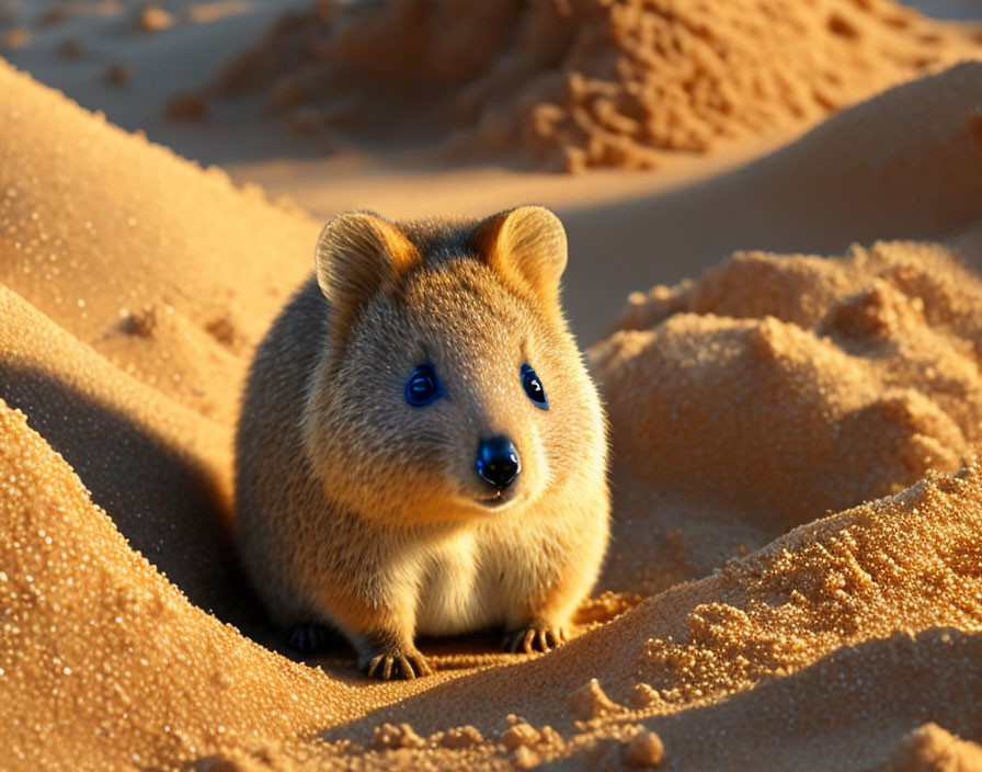 Quokka on Sunset Sand Dunes with Gentle Shadows