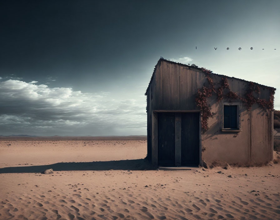 Abandoned house in desert with weathered door
