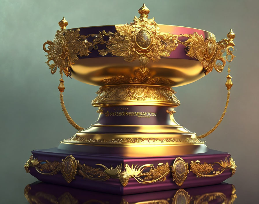 Intricate Golden Trophy with Purple and Gold Accents