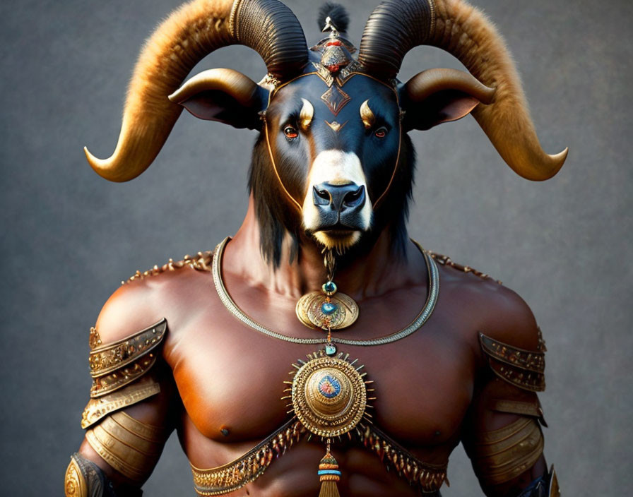 Bull-headed humanoid figure in mystical attire