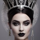 Woman with Dark Makeup and Silver Crown: Elegant and Regal Appearance