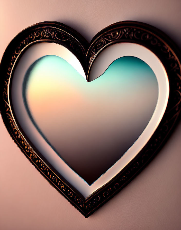 Heart-shaped black frame with pastel gradient backdrop