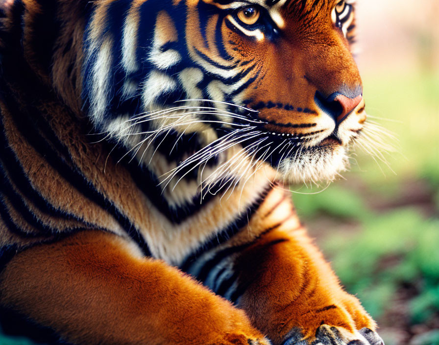 Detailed Tiger Face with Intricate Stripes and Sharp Whiskers