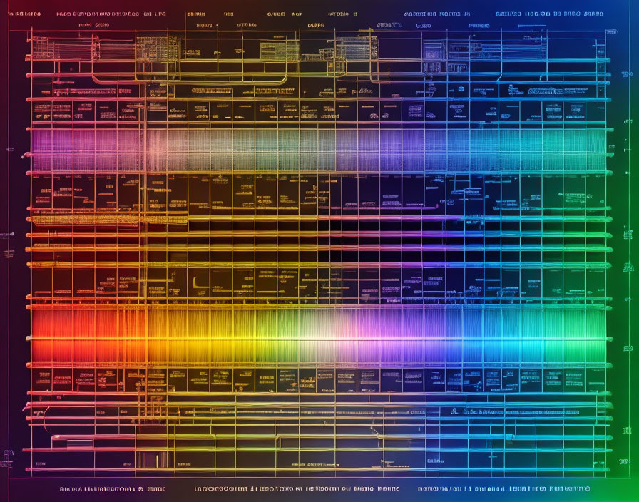 Vibrant Periodic Table with Blue to Red Gradient Background