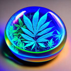 Colorful Cannabis Leaf Encased in Glowing Sphere