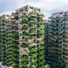 Lush Green Plants Covering Urban Apartment Buildings