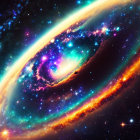 Swirling galaxy with bright stars and colorful nebulas in dark space