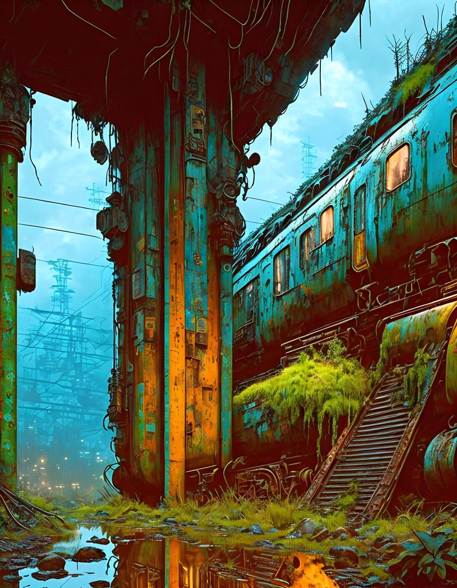 overgrown dirty old shabby lively station