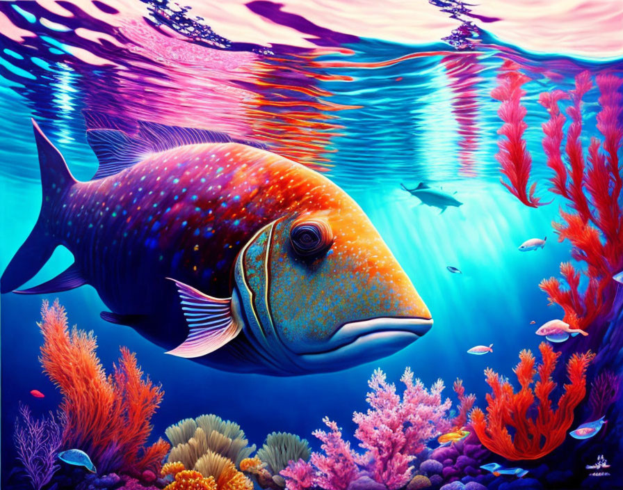 Colorful fish and coral in vibrant underwater scene