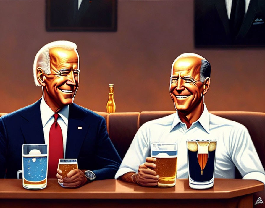 Two men enjoying beers at a bar, engaging in conversation