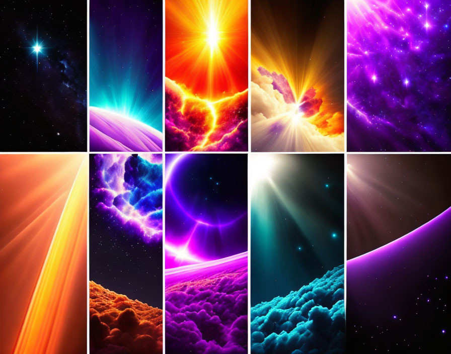 Eight Vibrant Cosmic Images of Stars, Nebulas, and Light Beams