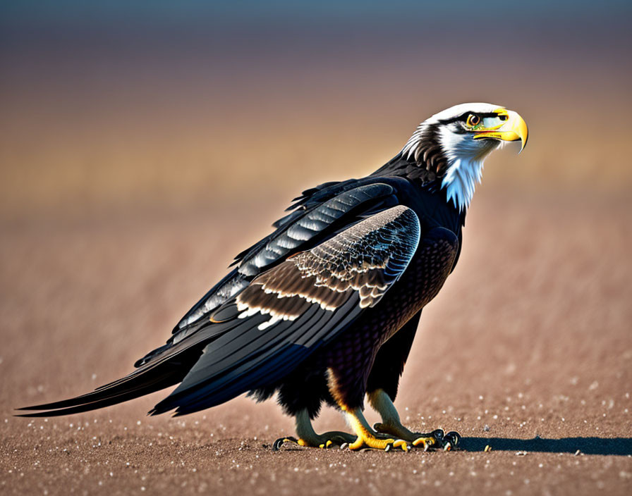 Majestic bald eagle with sharp beak and intense gaze