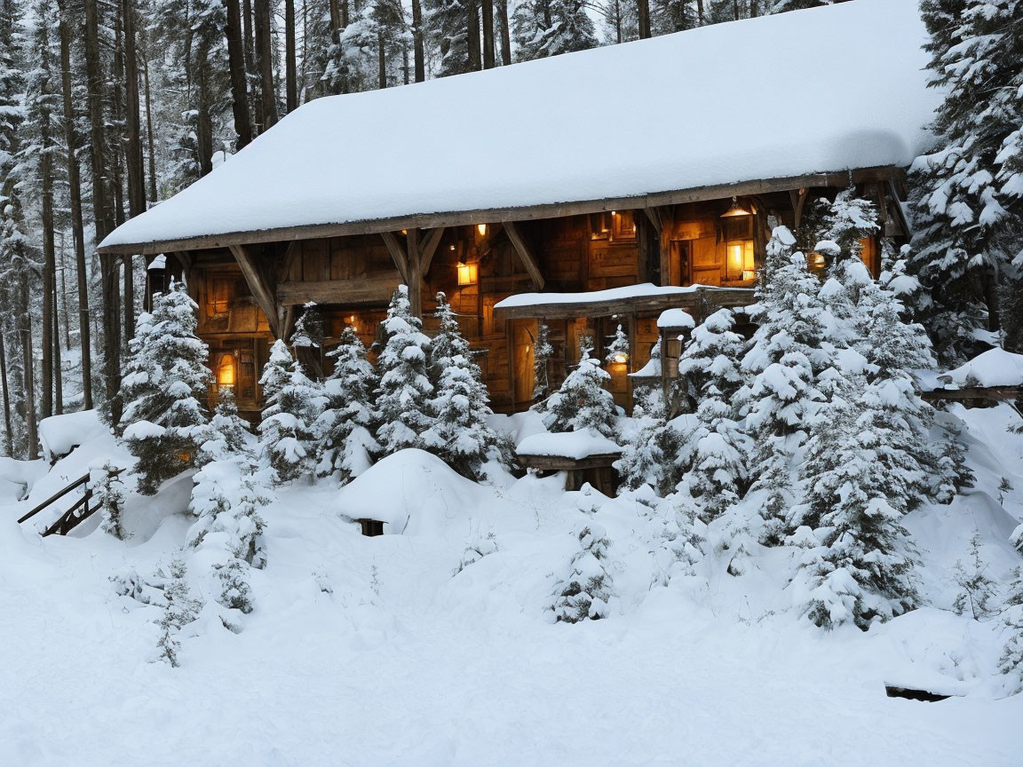 Cabane sous la neige