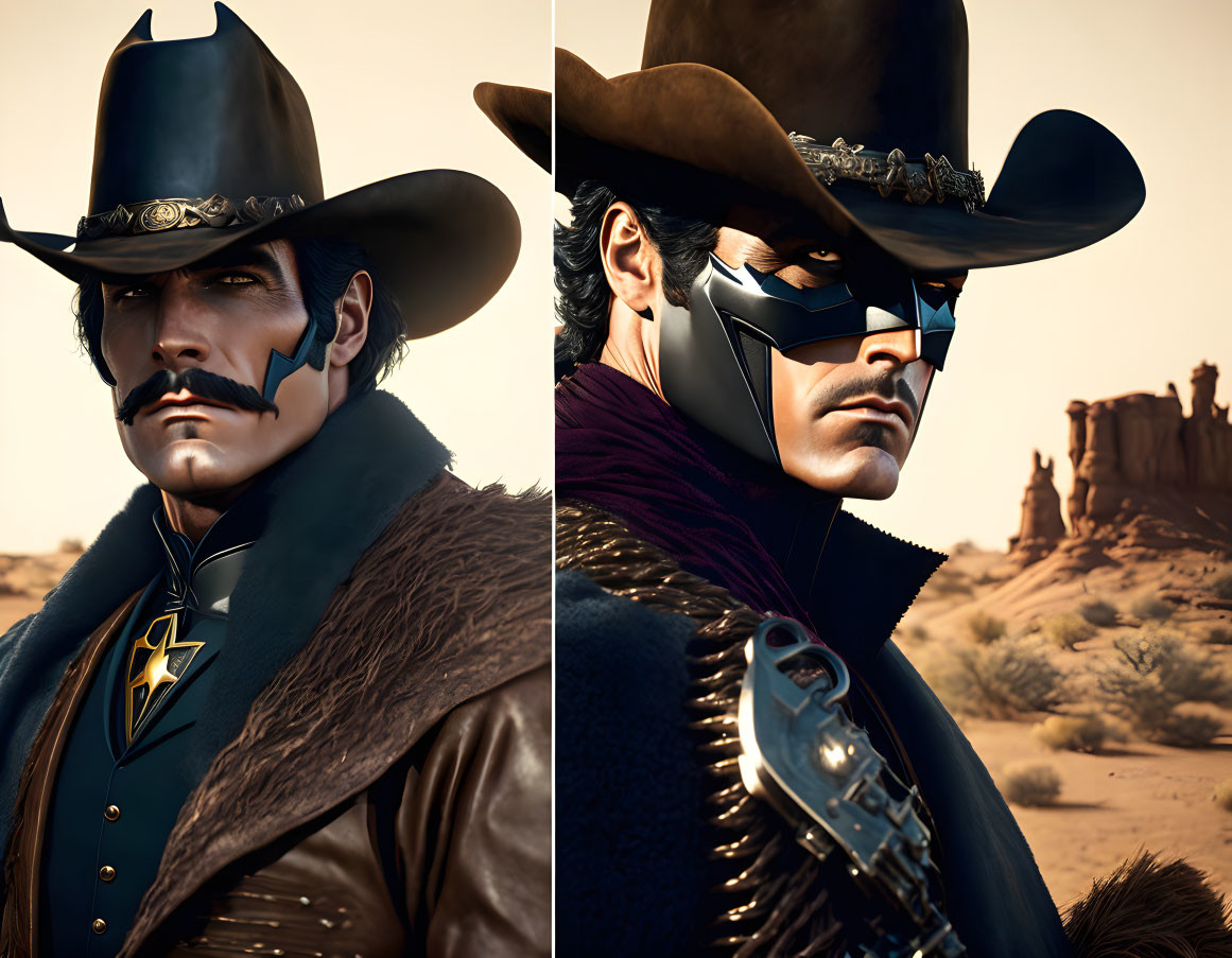 Split Image: Cowboy vs. Heroic Persona