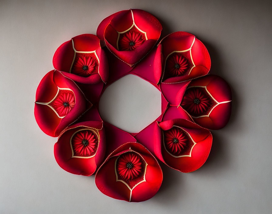 Circular Red Lotus Floating Candles on Neutral Background