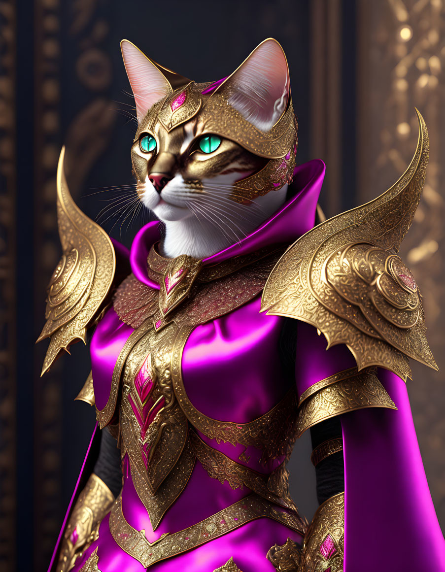 Regal Purple and Gold Armor with Intricate Designs