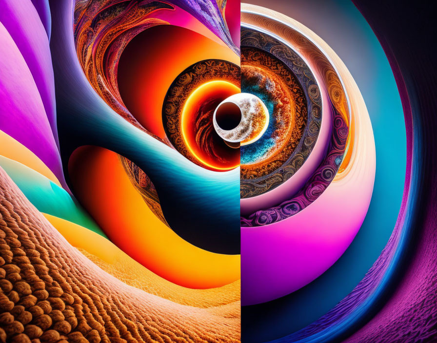 Colorful Swirling Fractal Patterns in Digital Art