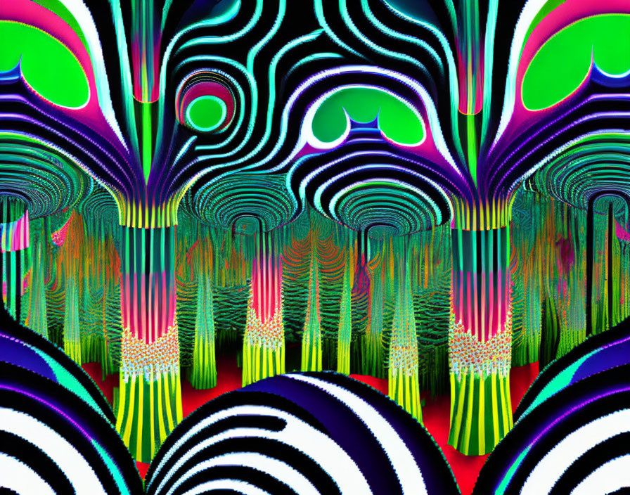 Colorful Abstract Digital Artwork with Psychedelic Patterns