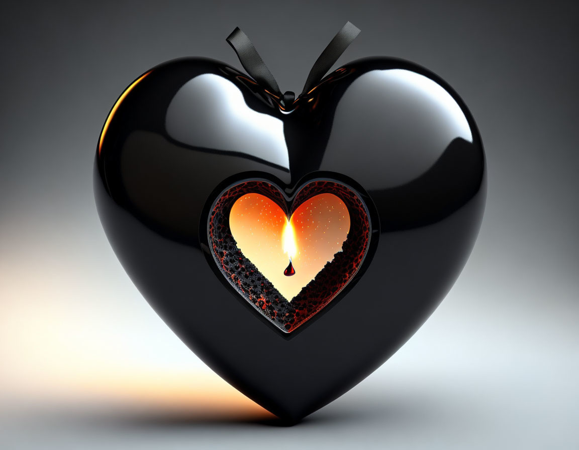 Black and Orange Heart Composition on Dark Background