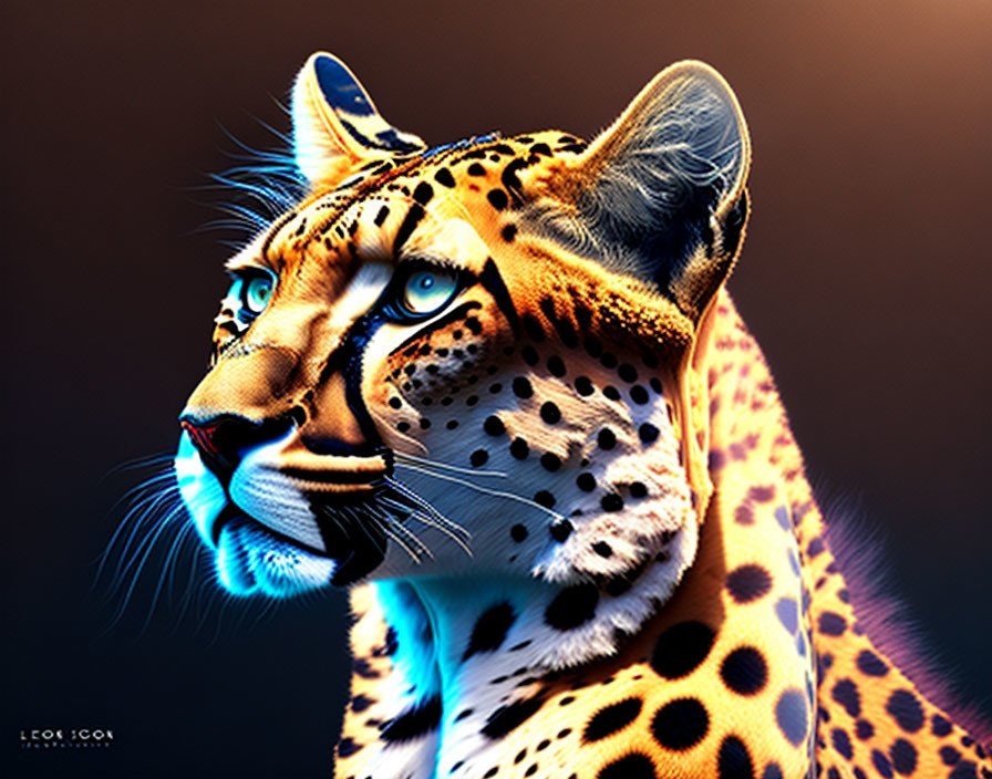 Detailed Leopard Digital Art with Vibrant Warm Colors