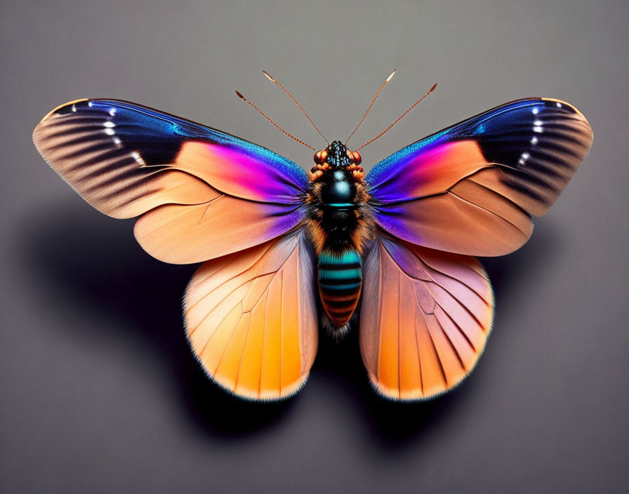Colorful Butterfly with Orange to Blue Gradient Wings