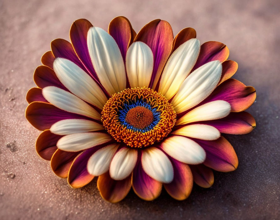 Detailed Close-Up of Vibrant Daisy with White to Purple Petals
