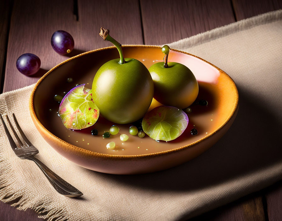 racimo de uvas en un plato