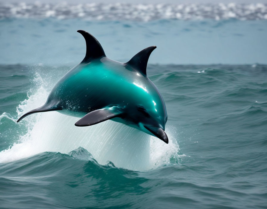 Ocean Dolphin Leaping with Water Splashes