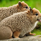 Group of Capybaras and Squirrels on Grass Interacting