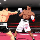 Animated boxers in ring with crowd cheering