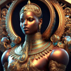 Detailed 3D render of male figure in ornate golden armor with wing motifs