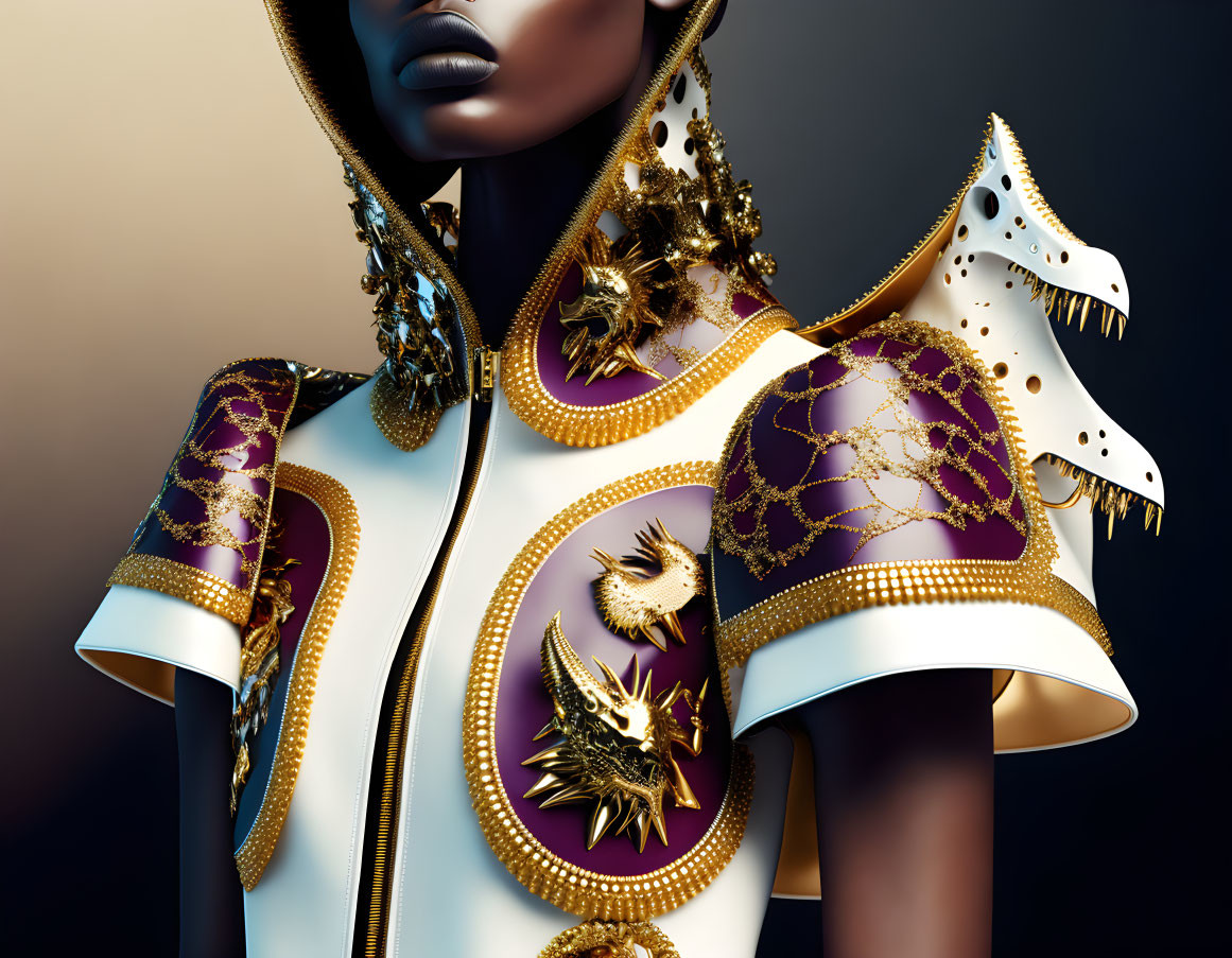 Mannequin in Gold and Purple Avant-Garde Outfit