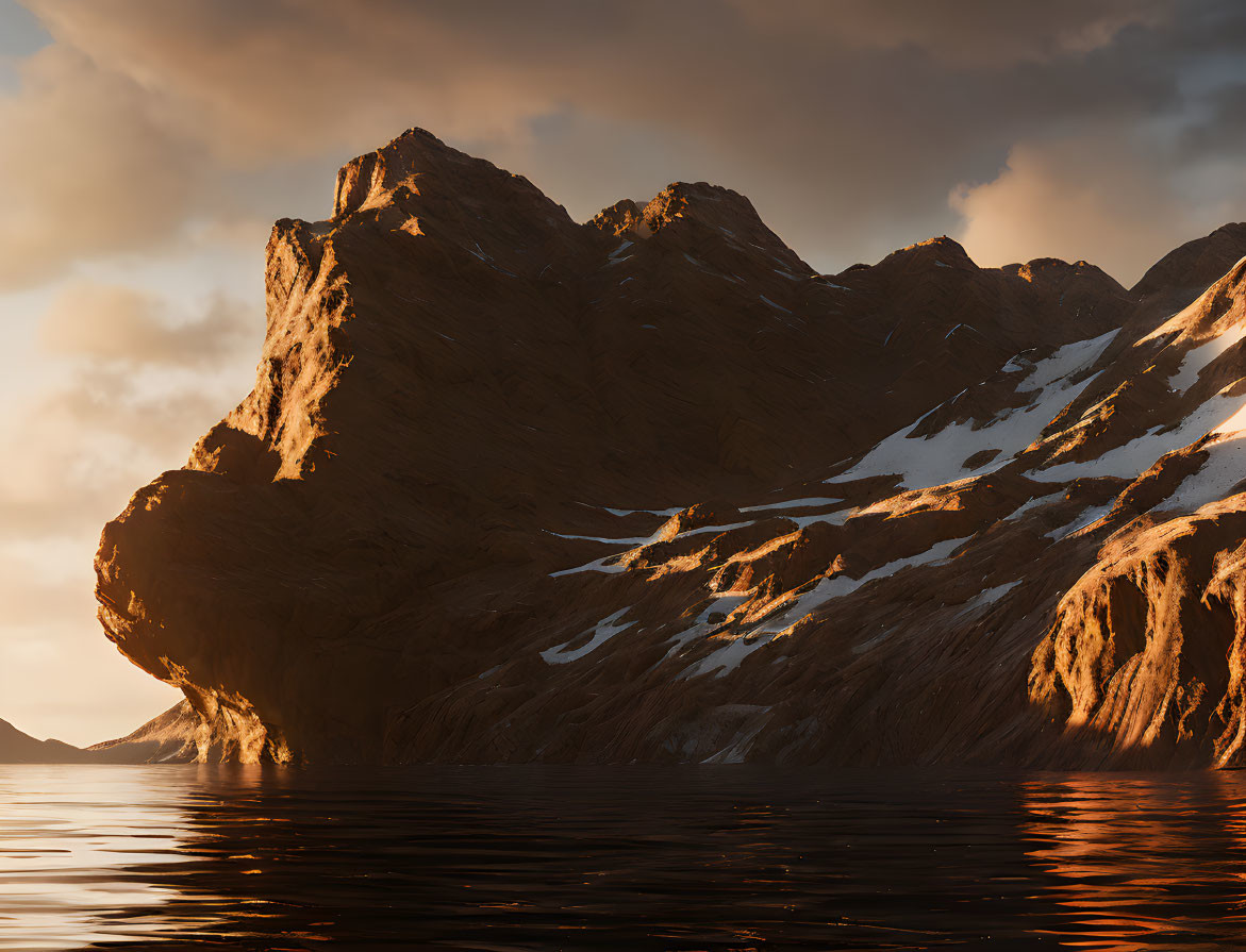 Snowy Mountain Reflecting in Calm Waters