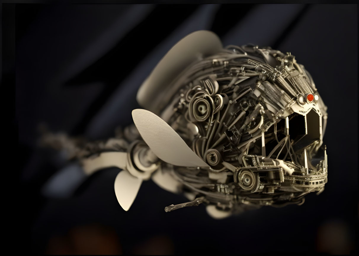 Intricate Fish-Shaped Mechanical Structure with Propeller Tail