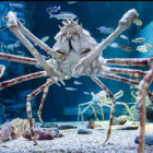 Ocean Floor Scene: Giant Spider Crabs with Sunlight Filtering Through Water