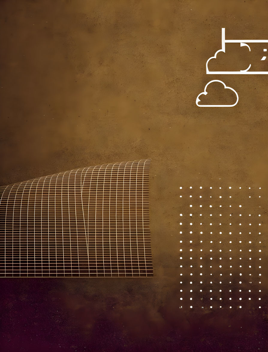 Neon cloud and rain icons on abstract brown textured background