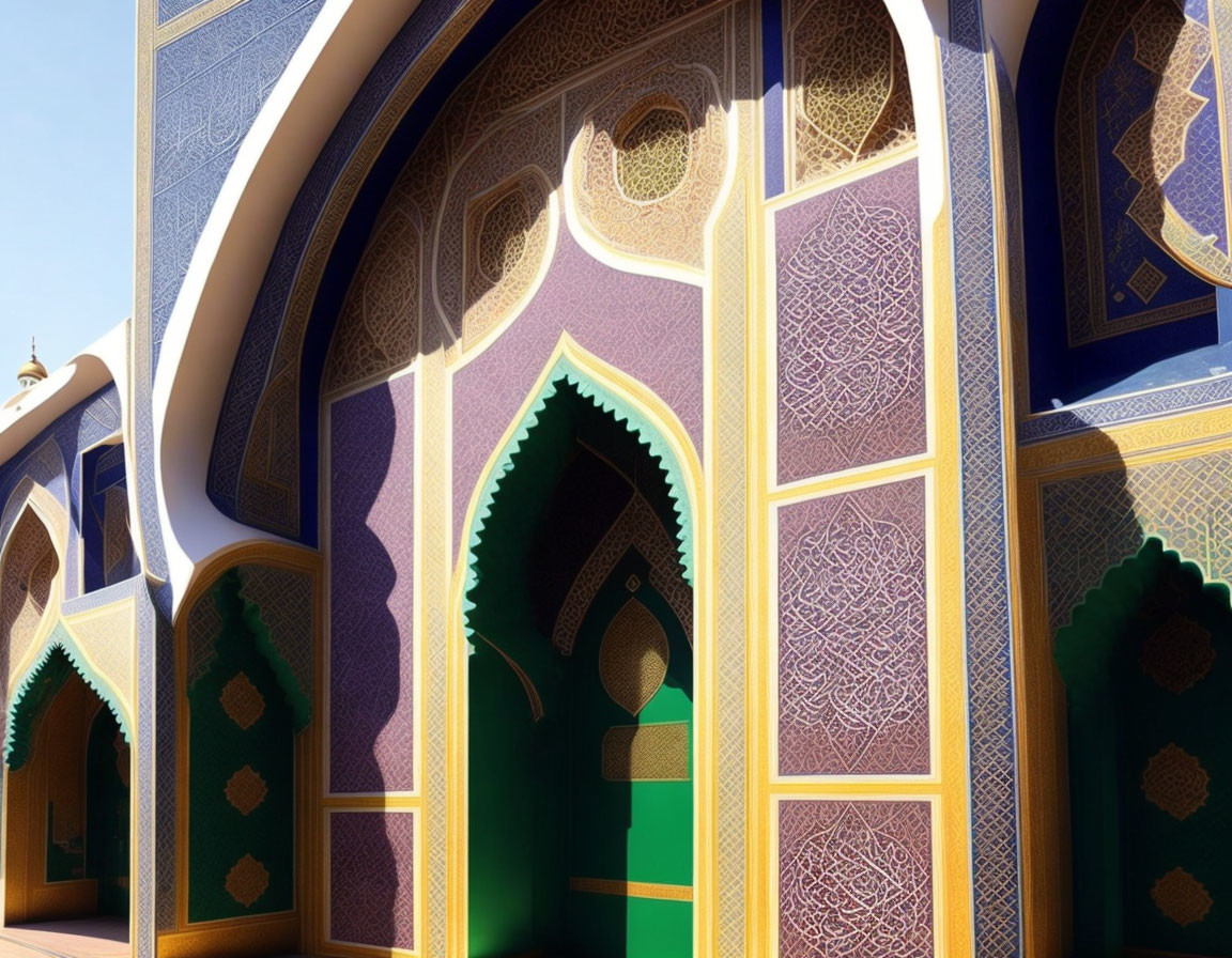 Intricate Islamic patterns in vibrant color palette