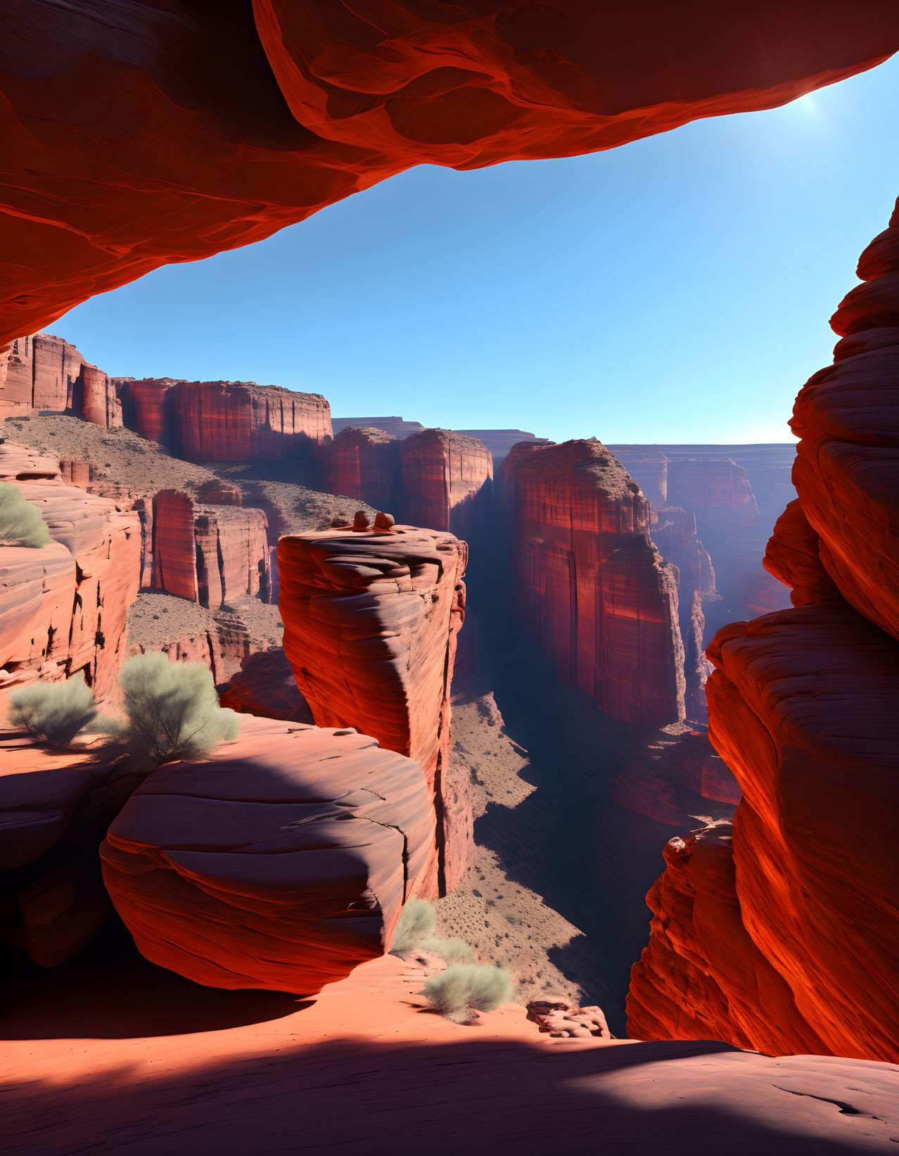 Red Rock Canyon Sandstone Formations Under Blue Sky