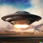 Enormous glowing UFO over desert landscape