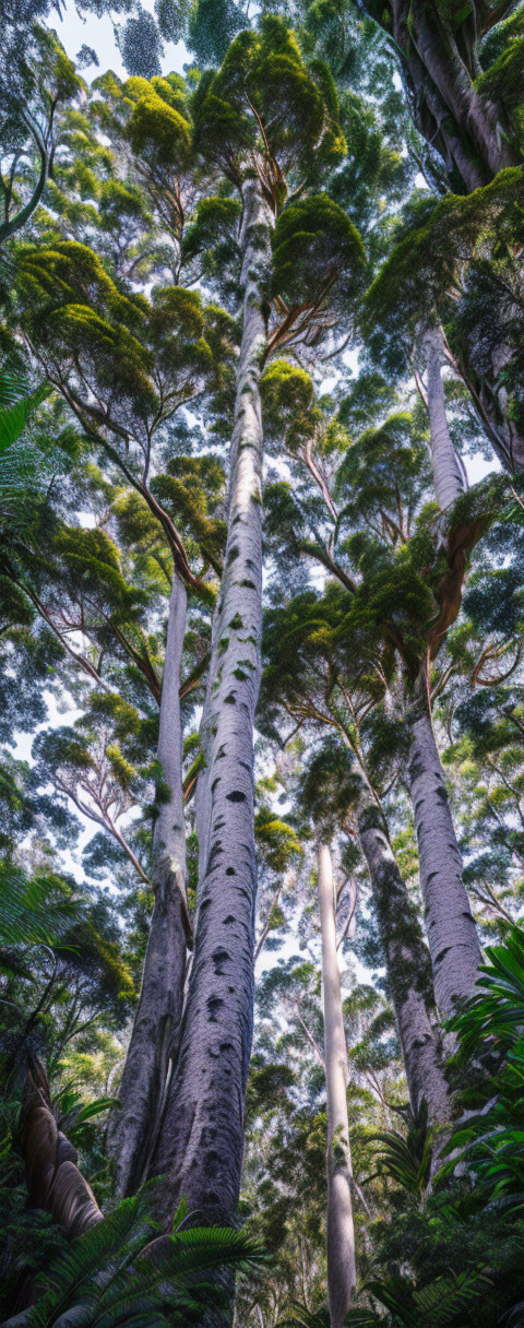 Spotted Bark Trees in Lush Green Forest