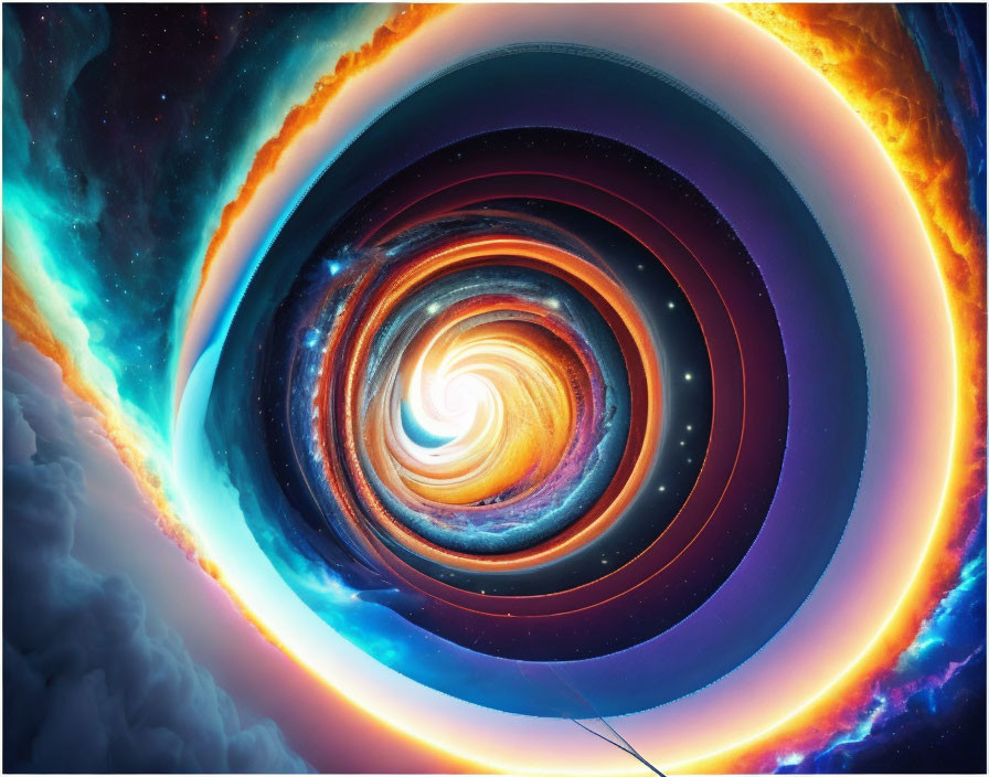 Vibrant swirling vortex of celestial colors in cosmic setting