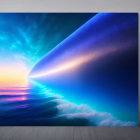 Surreal sunset ocean scene on large canvas