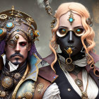 Steampunk-themed image featuring two women with intricate accessories.