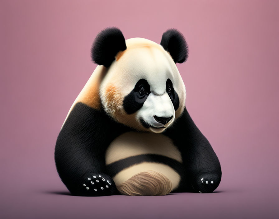 Stylized cute panda illustration on soft pink background