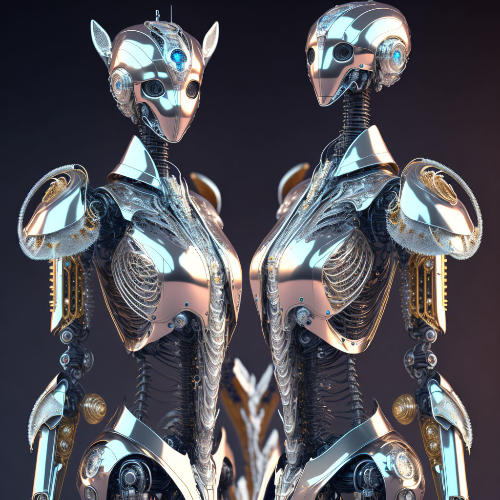 Highly Detailed Humanoid Robots Mirrored in Intricate Designs