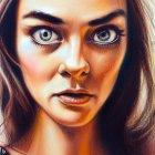 Detailed Hyperrealistic Painting of Woman with Nose Ring and Intense Gaze