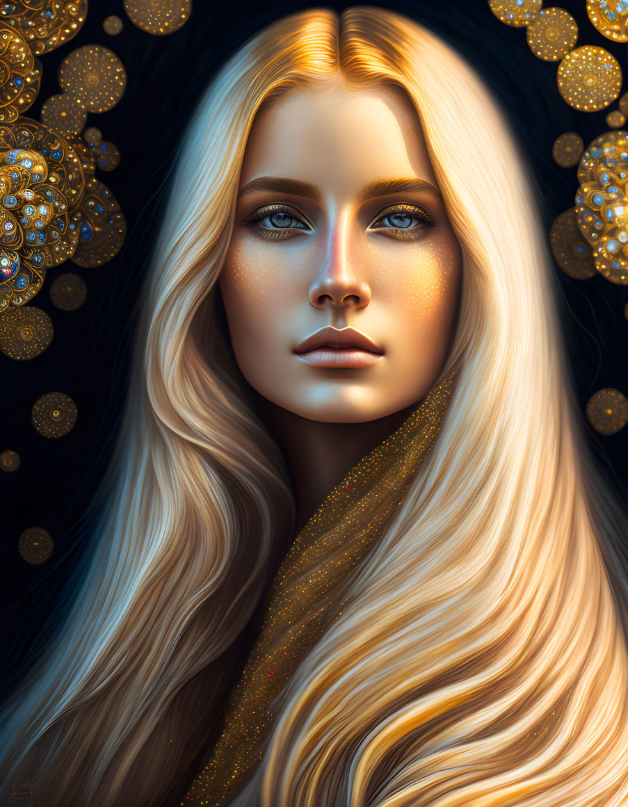 Blonde Woman Portrait with Mystical Aura