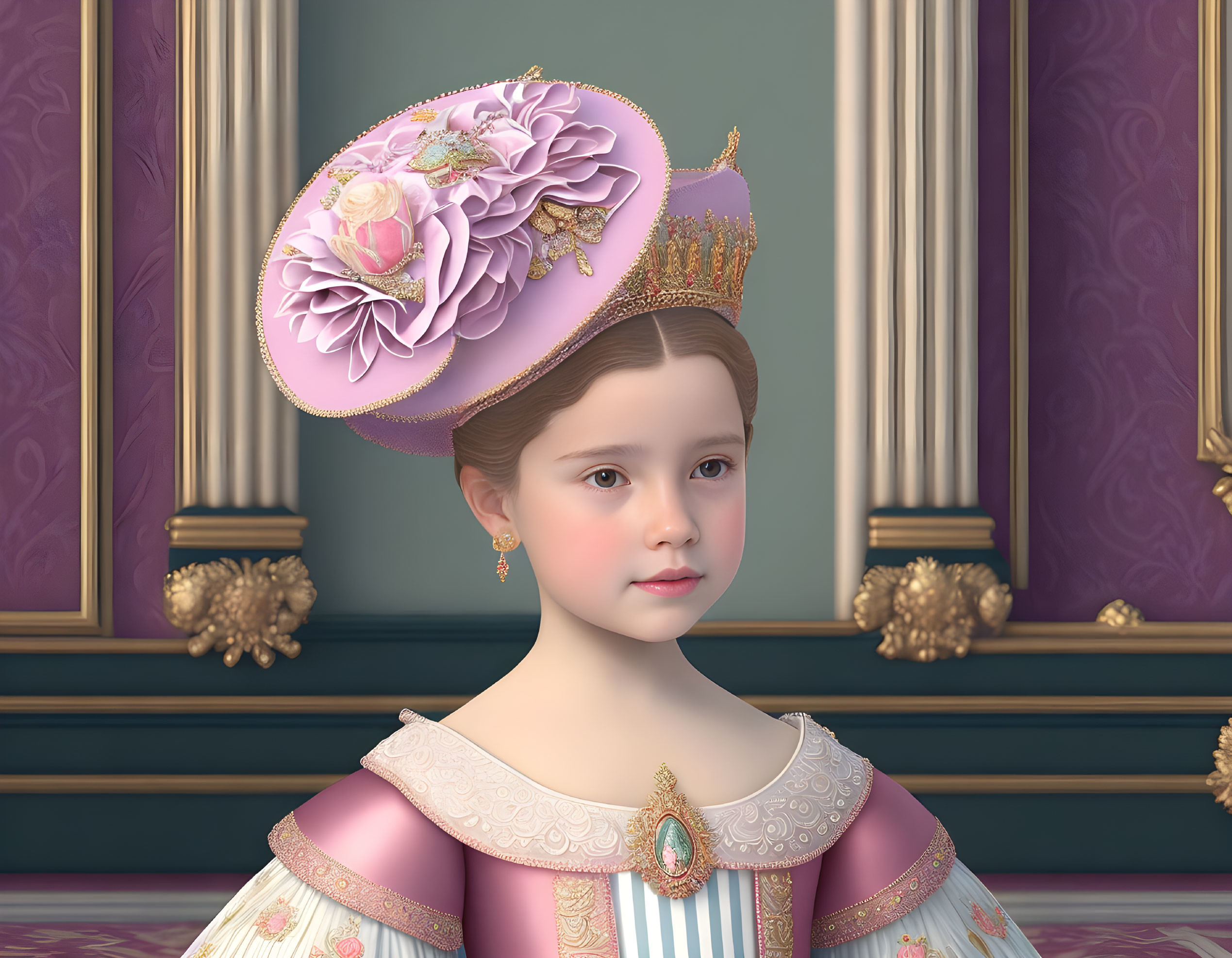 Young girl digital art portrait in Victorian-style attire